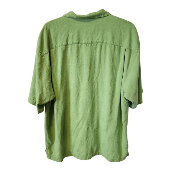 Tommy Bahama Silk Green Hawaiian Tropical Palm Tree Short Sleeve Shirt Sz Large - Picture 2 of 5
